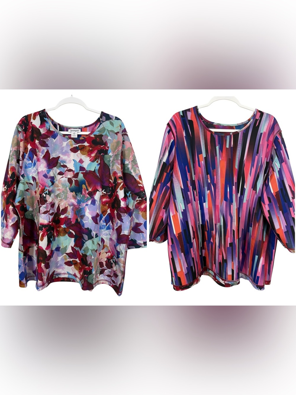 Serengeti Reversible Floral Brushstroke Top Abstract Colorful Size 2X